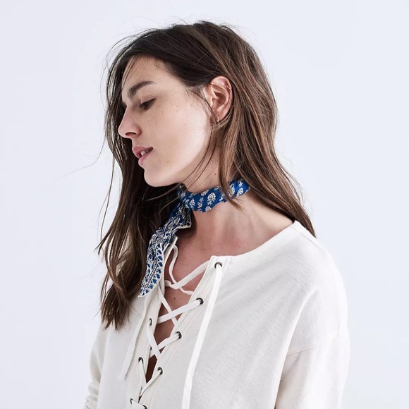 Madewell Libra Lace Up Ivory Tee - Picture 3 of 11